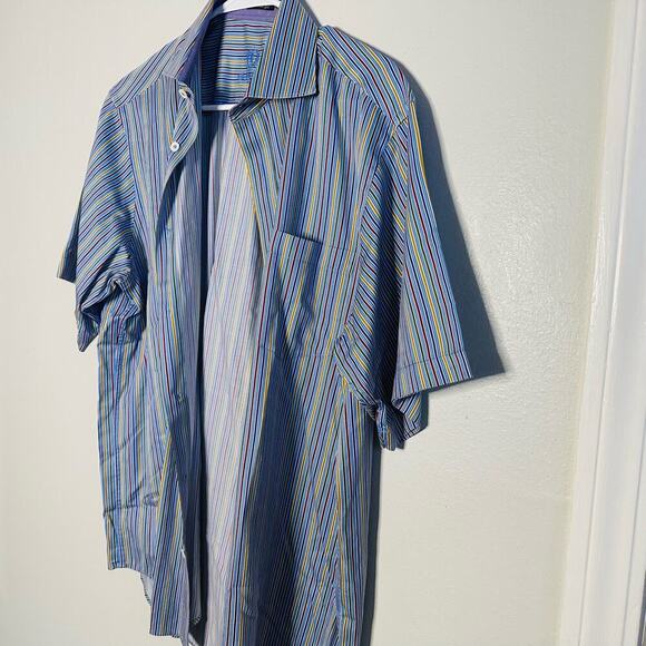 Bugatchi Classic Fit Multicolored Striped Button Down Collares Shirt size Medium - Picture 6 of 9